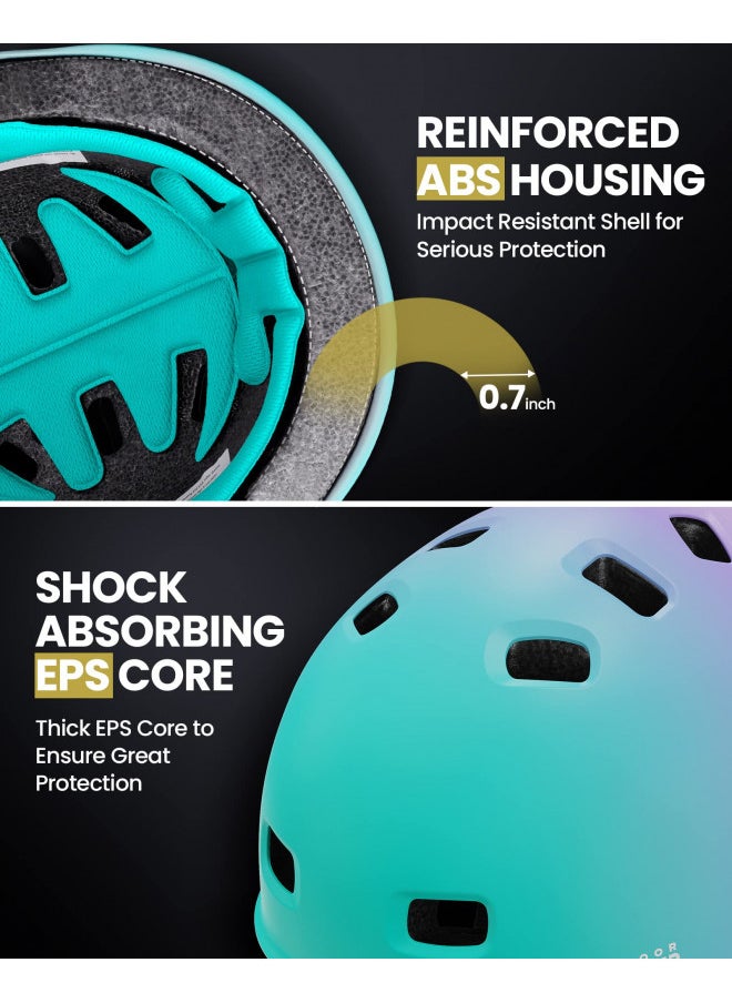 OutdoorMaster Skateboard Cycling Helmet - Two Removable Liners Ventilation Multi-Sport Scooter Roller Skate Inline Skating Rollerblading for Kids, Youth & Adults - M - Fuschia Teal