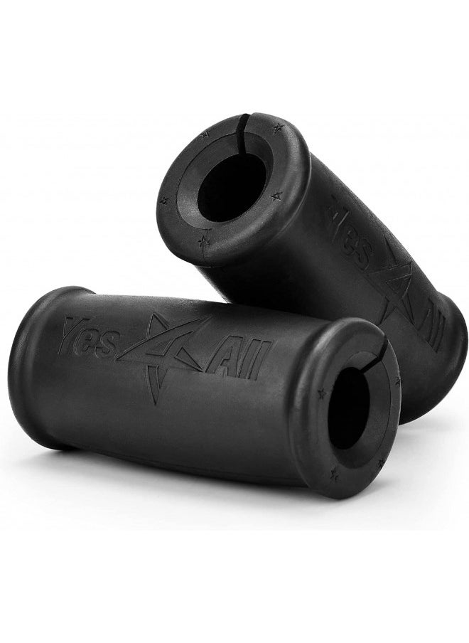 Yes4All Thick Bar Grips / Thick Grips for Barbell, Weight Lifting, Body Building Training Thick Bar Adapter / Barbell Grips (Black, Set of 2), 2.2
