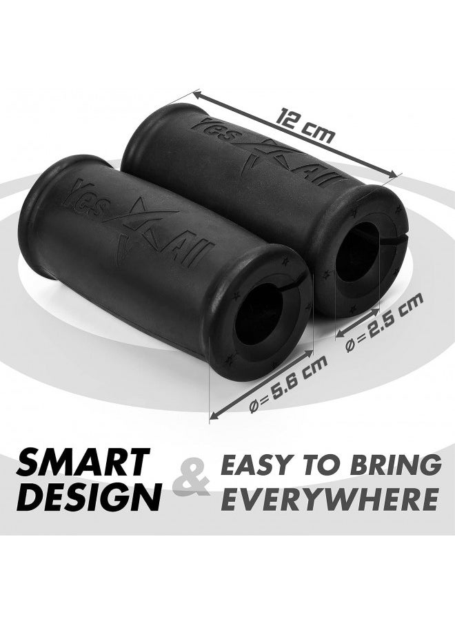 Yes4All Thick Bar Grips / Thick Grips for Barbell, Weight Lifting, Body Building Training Thick Bar Adapter / Barbell Grips (Black, Set of 2), 2.2