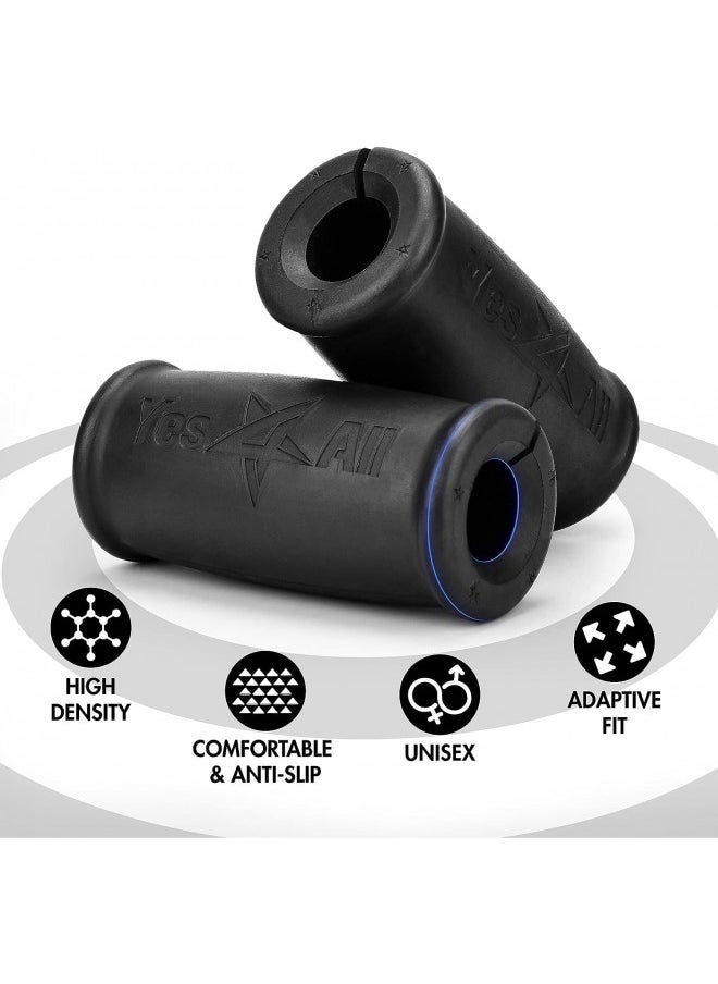 Yes4All Thick Bar Grips / Thick Grips for Barbell, Weight Lifting, Body Building Training Thick Bar Adapter / Barbell Grips (Black, Set of 2), 2.2