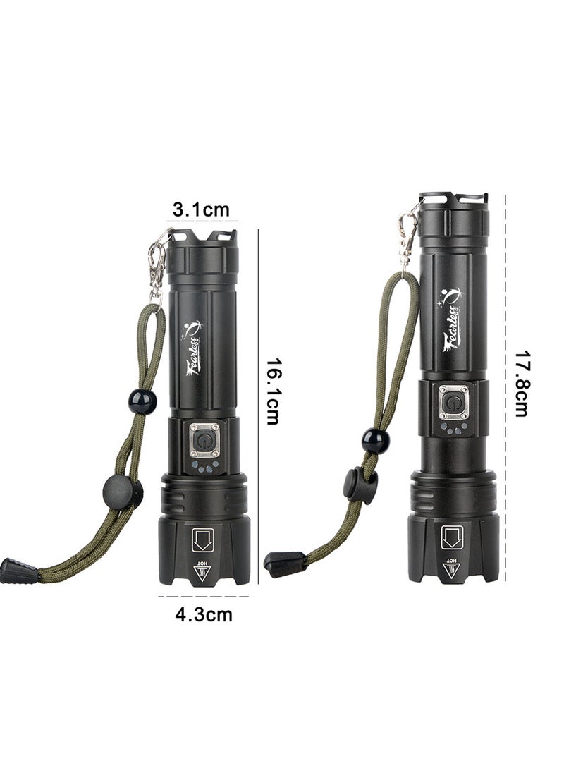 Rechargeable Flashlight Led | 15000 lumens Torch Light with XHP70.2 Chip | IP67 Waterproof & Zoomable Flashlight | Tactical Flashlight with 5 Lighting modes for Camping & Hiking with 5000 mAh Battery