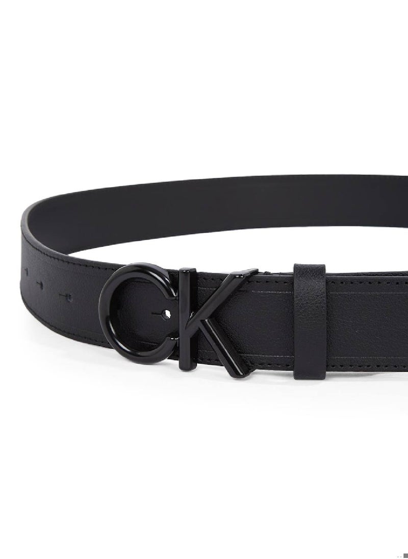 Men's Ck Metal Buckle Belt - Leather, Black