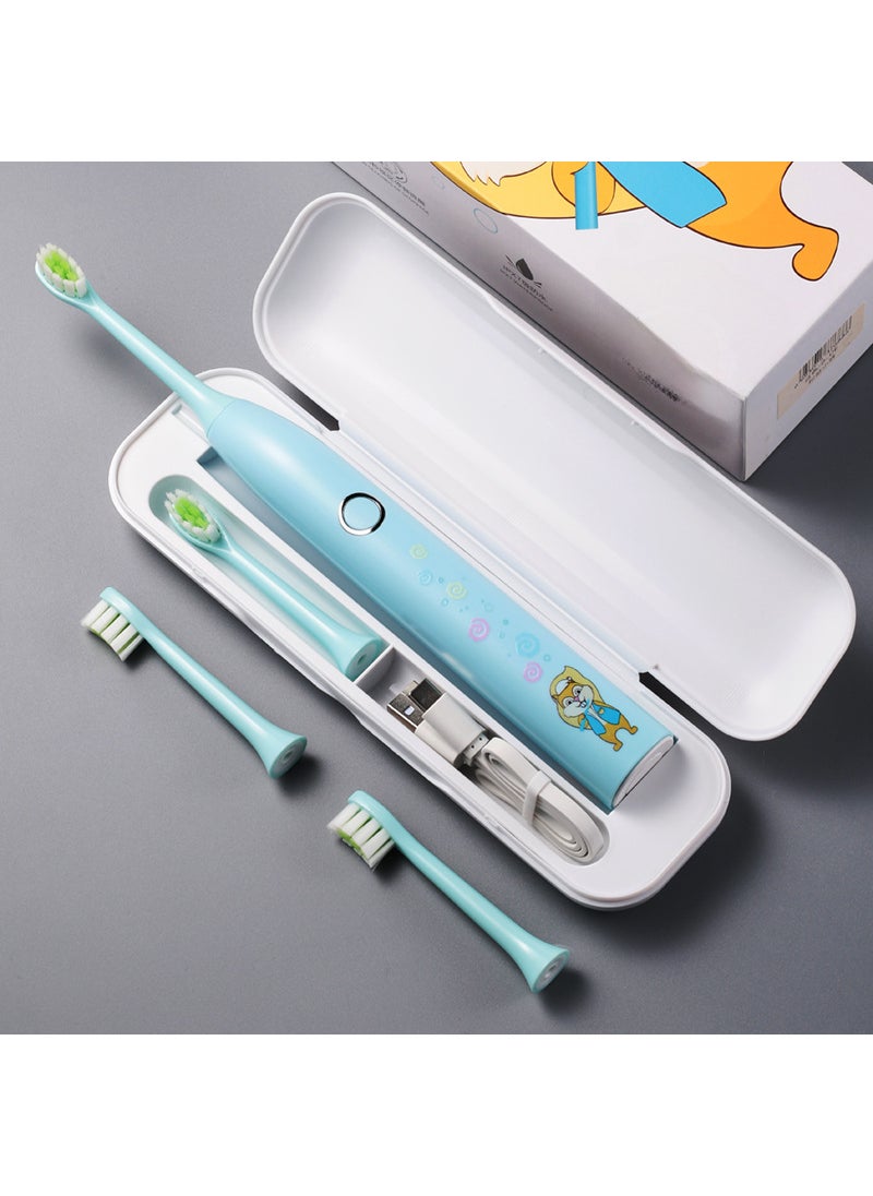 Kids Waterproof Electric Toothbrush Silicone Blue