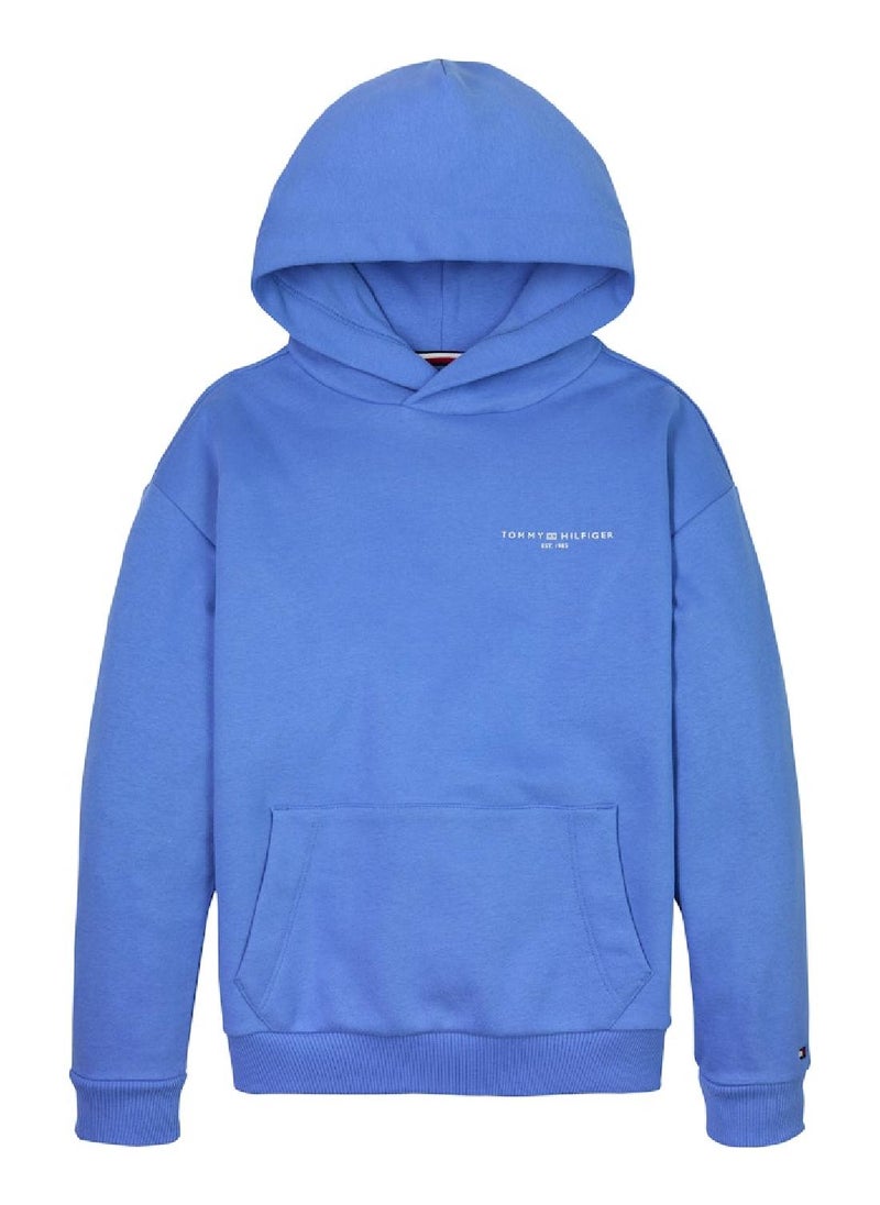 Kids' Signature Tape Logo Hoodie - Cotton, Blue