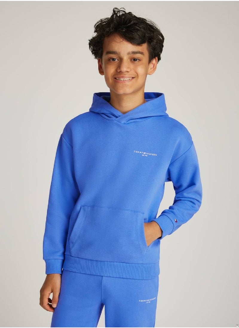 Kids' Signature Tape Logo Hoodie - Cotton, Blue