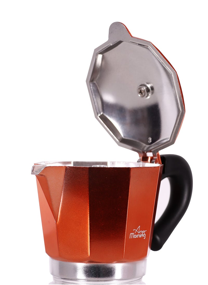 Any Morning Stovetop Aluminum Espresso Coffee Maker 240ML Copper