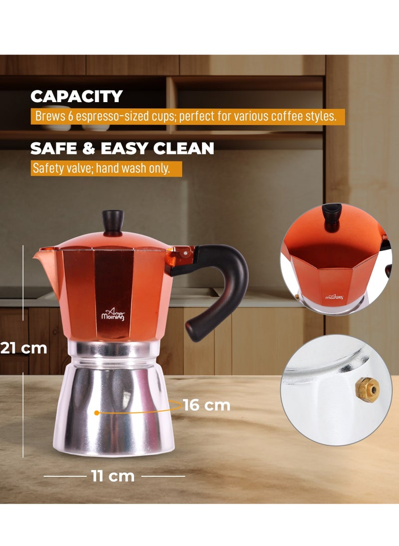 Any Morning Stovetop Aluminum Espresso Coffee Maker 240ML Copper