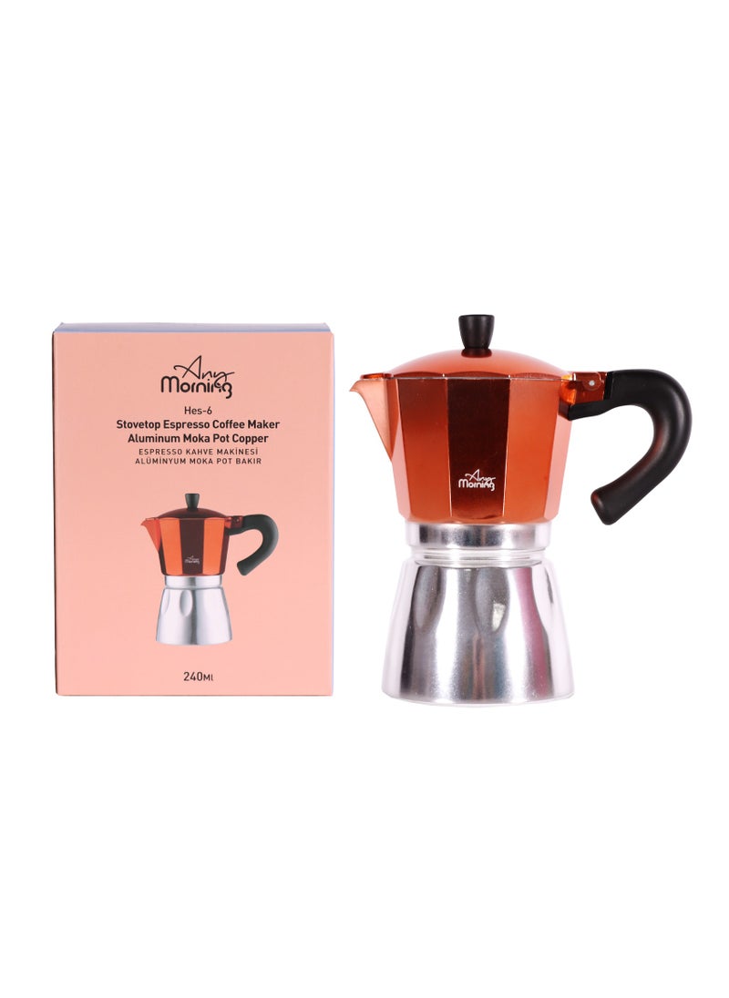 Any Morning Stovetop Aluminum Espresso Coffee Maker 240ML Copper