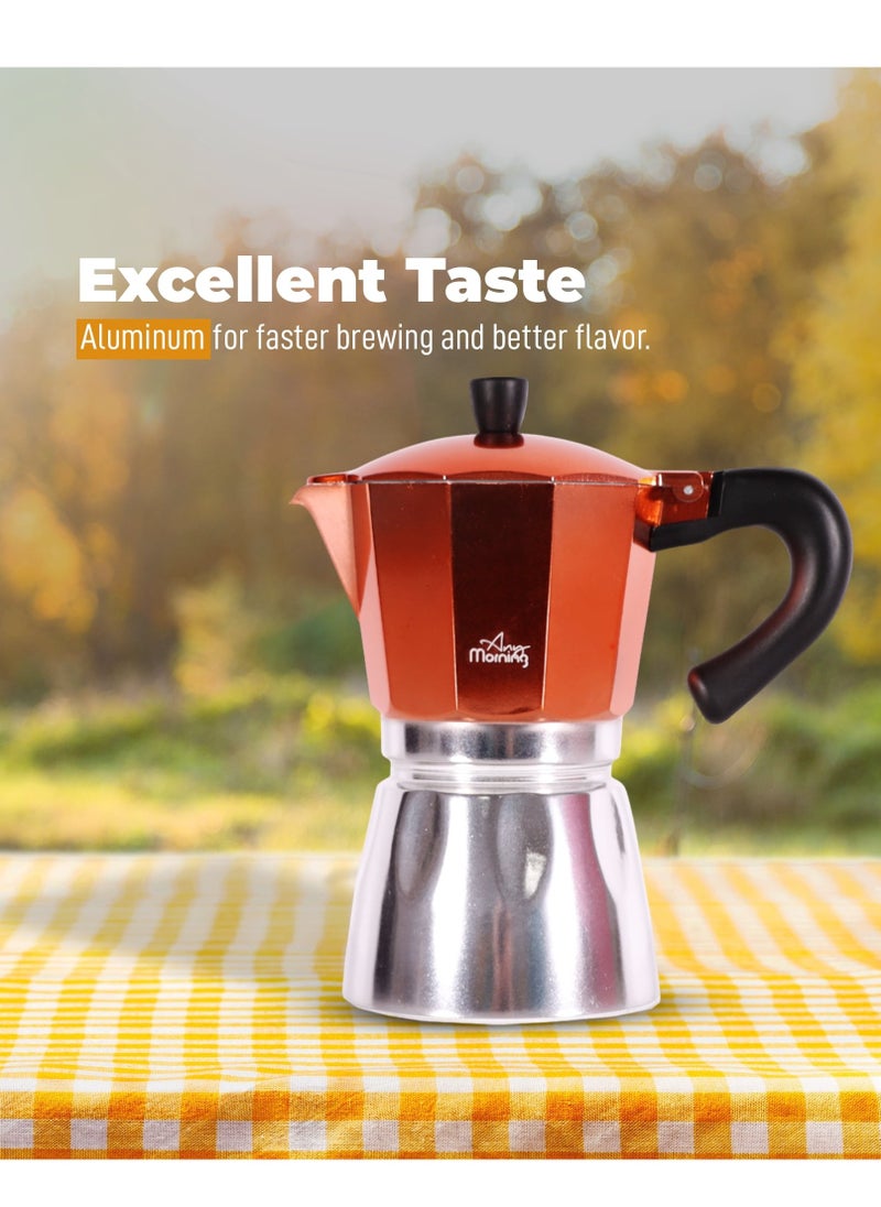 Any Morning Stovetop Aluminum Espresso Coffee Maker 240ML Copper