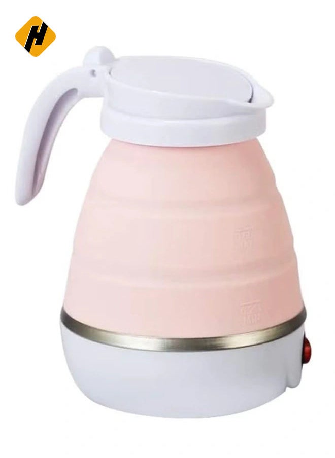 Foldable Electric Kettle, 400W Portable 0.6L Electric Kettle, Camping Travel (Pink)