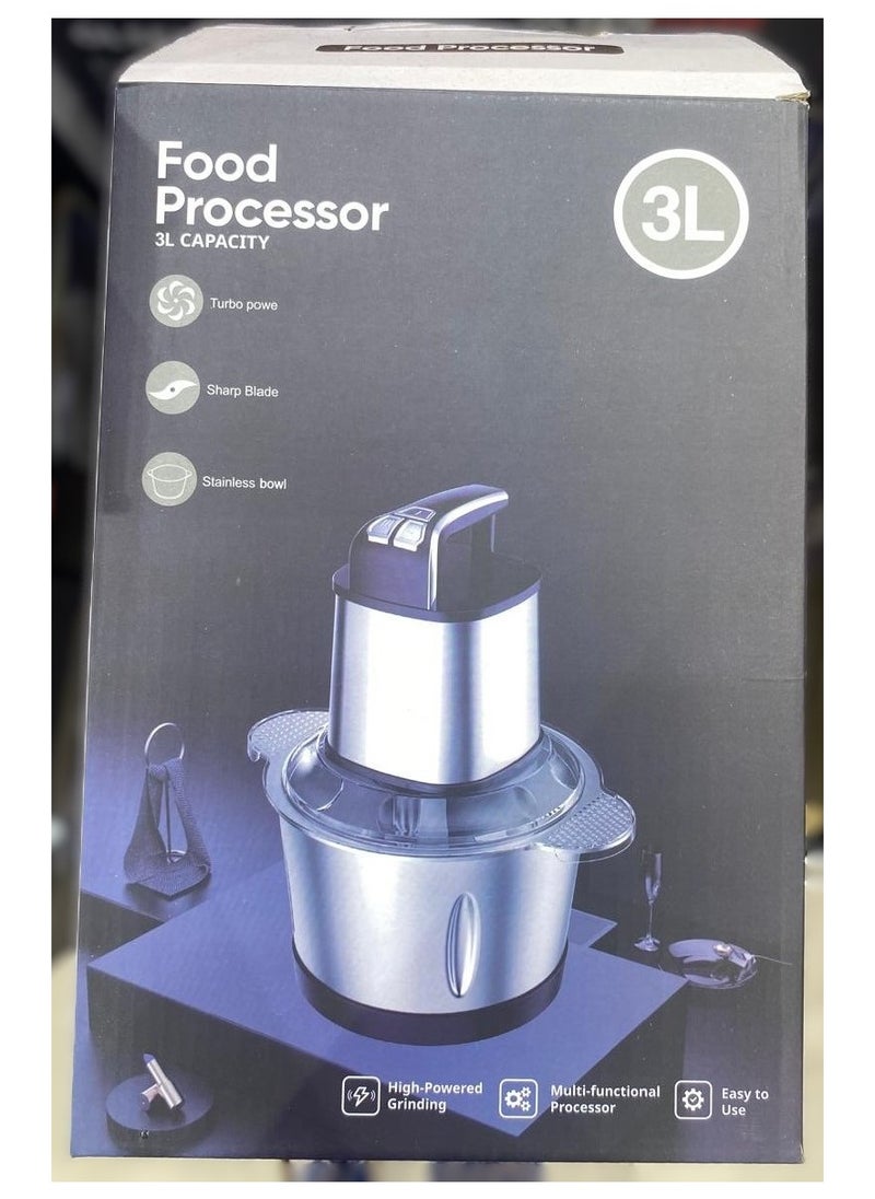 Multifunctional Food Processor, 3L Stainless Steel Bowl with Sharp Blades, Turbo Power, 220V-400W for High Powerdered Grinding