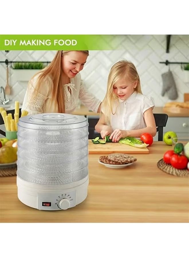 Food Dehydrator, 5 Tier and Digital Temperature Controls, Electric Food Preserver Machine with Powerful Drying Capacity for Fruits, Veggies, Meats & Dog Treats (Round)