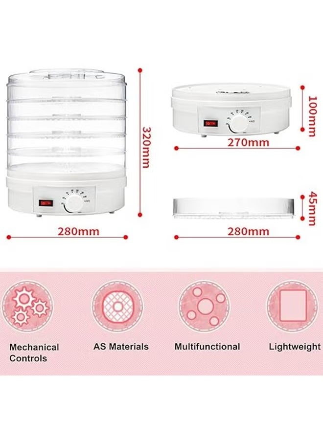 Food Dehydrator, 5 Tier and Digital Temperature Controls, Electric Food Preserver Machine with Powerful Drying Capacity for Fruits, Veggies, Meats & Dog Treats (Round)