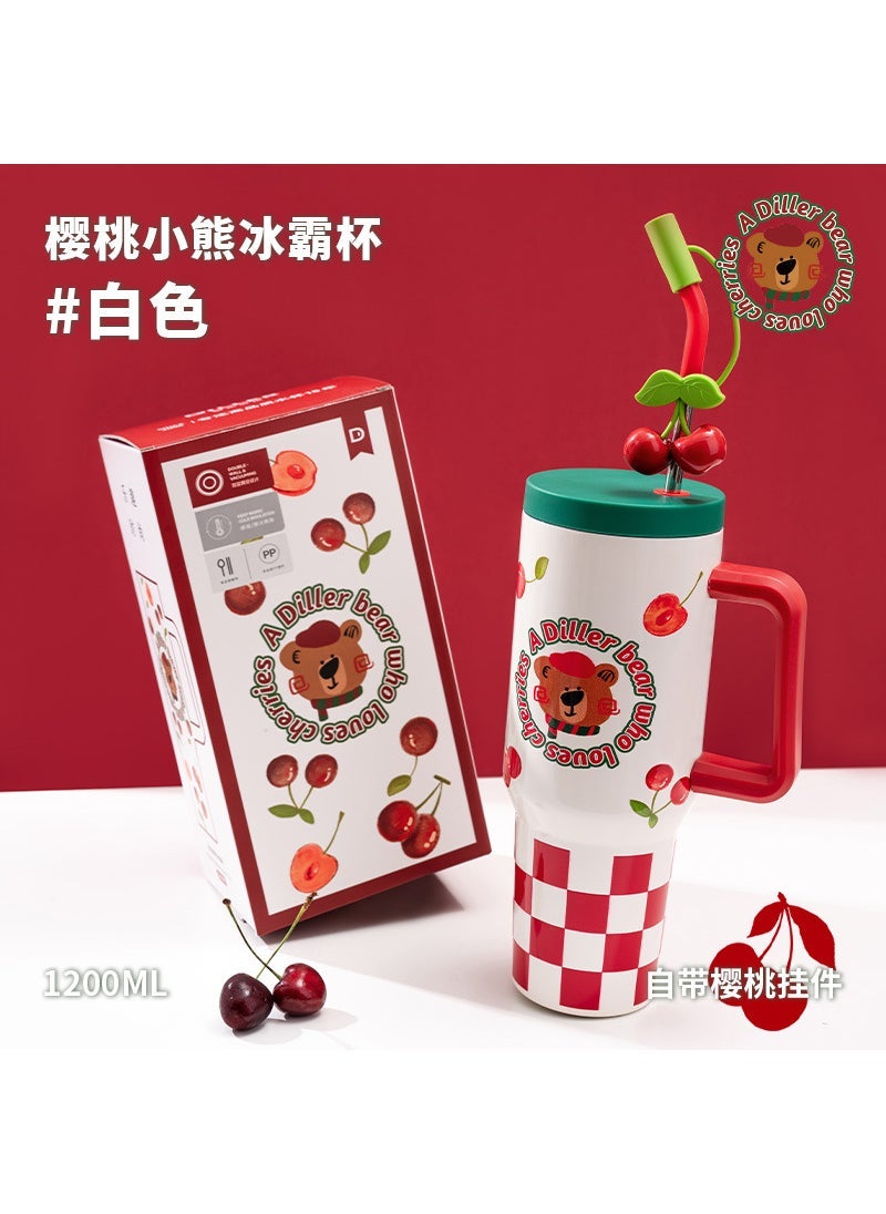 Jumbo Cherry Bear Thermal Flask 304 Stainless Steel Cherry Bear Ice Cup-1200ML