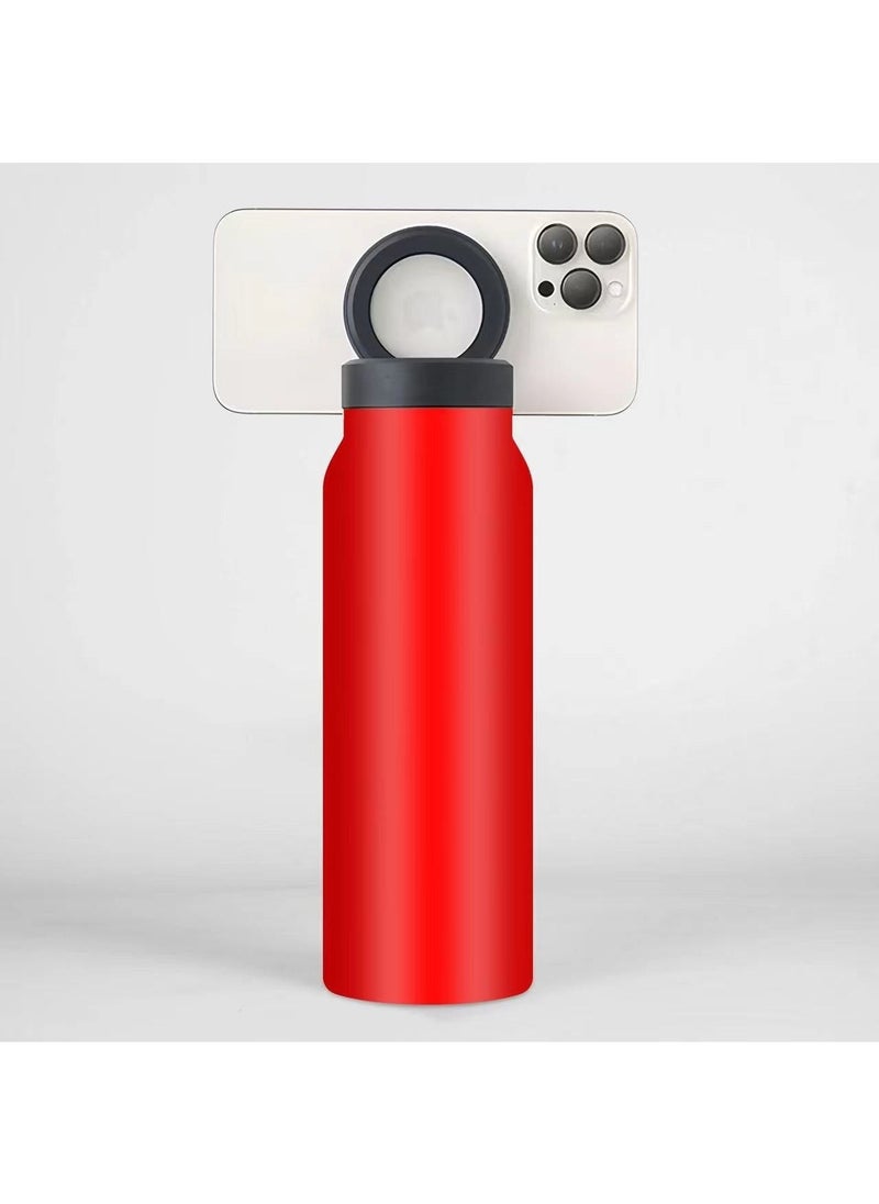 Stainless Steel 304 Vacuum Insulated Sports Water Bottle with Magnetic Lid Red - without straw