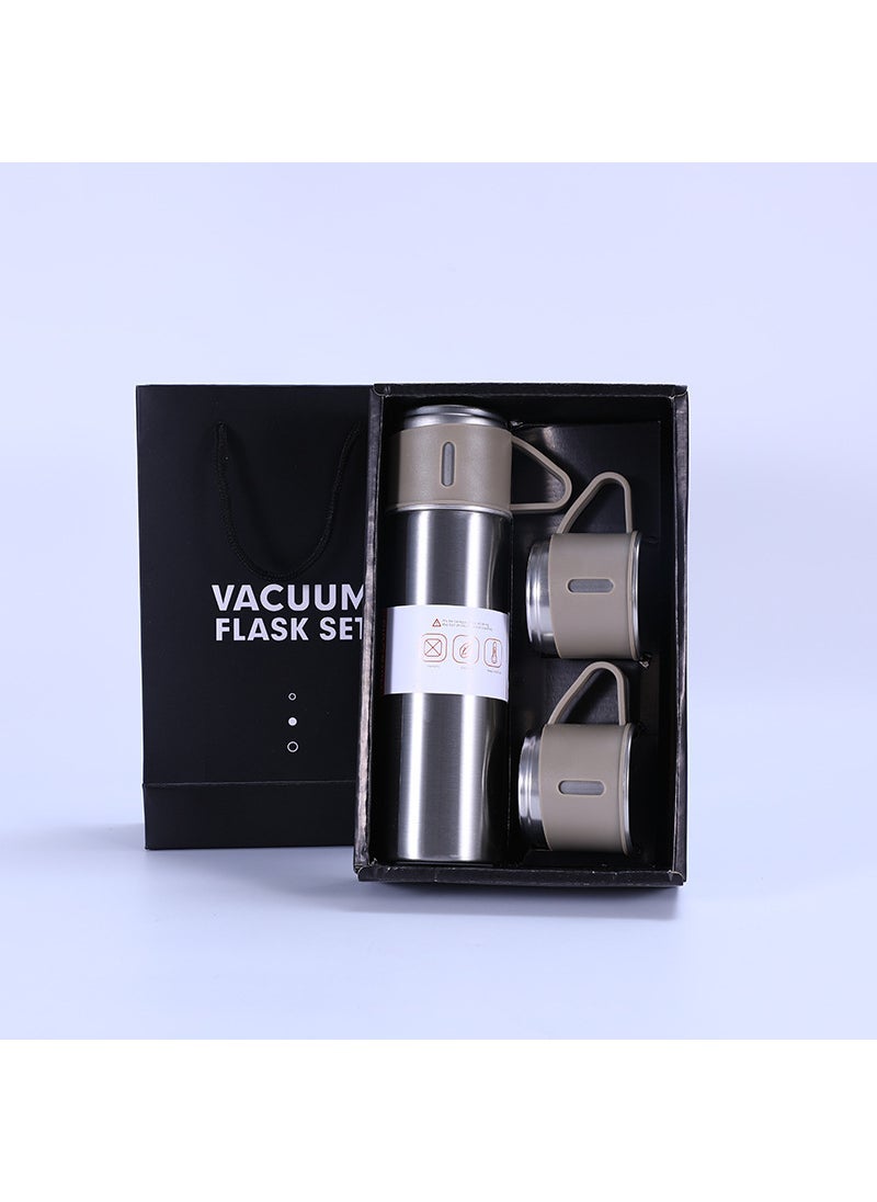 304 Stainless Steel Vacuum Flask Set Large Capacity Gift Set-Silver