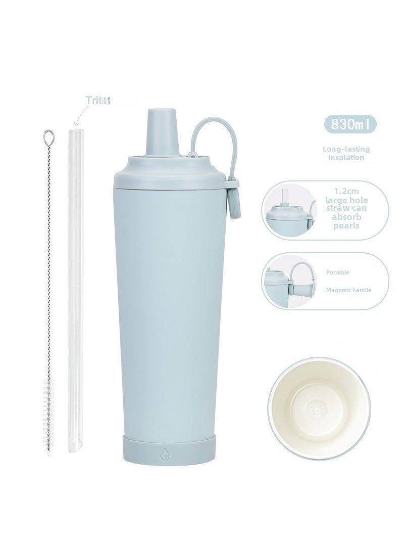 1 x 5 pcs 830ml Ceramic-Lined Stainless Straw Cup blue and white