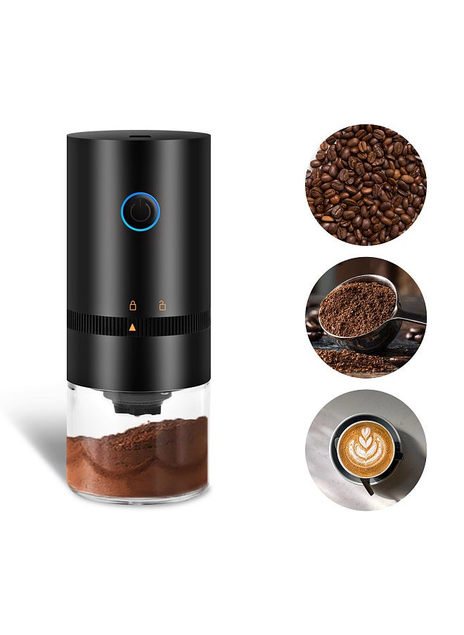 Portable Mini Electric Burr Coffee Grinder, Adjustable Coarse and Fine Grinding, for Home Travel Office Coffee Shop