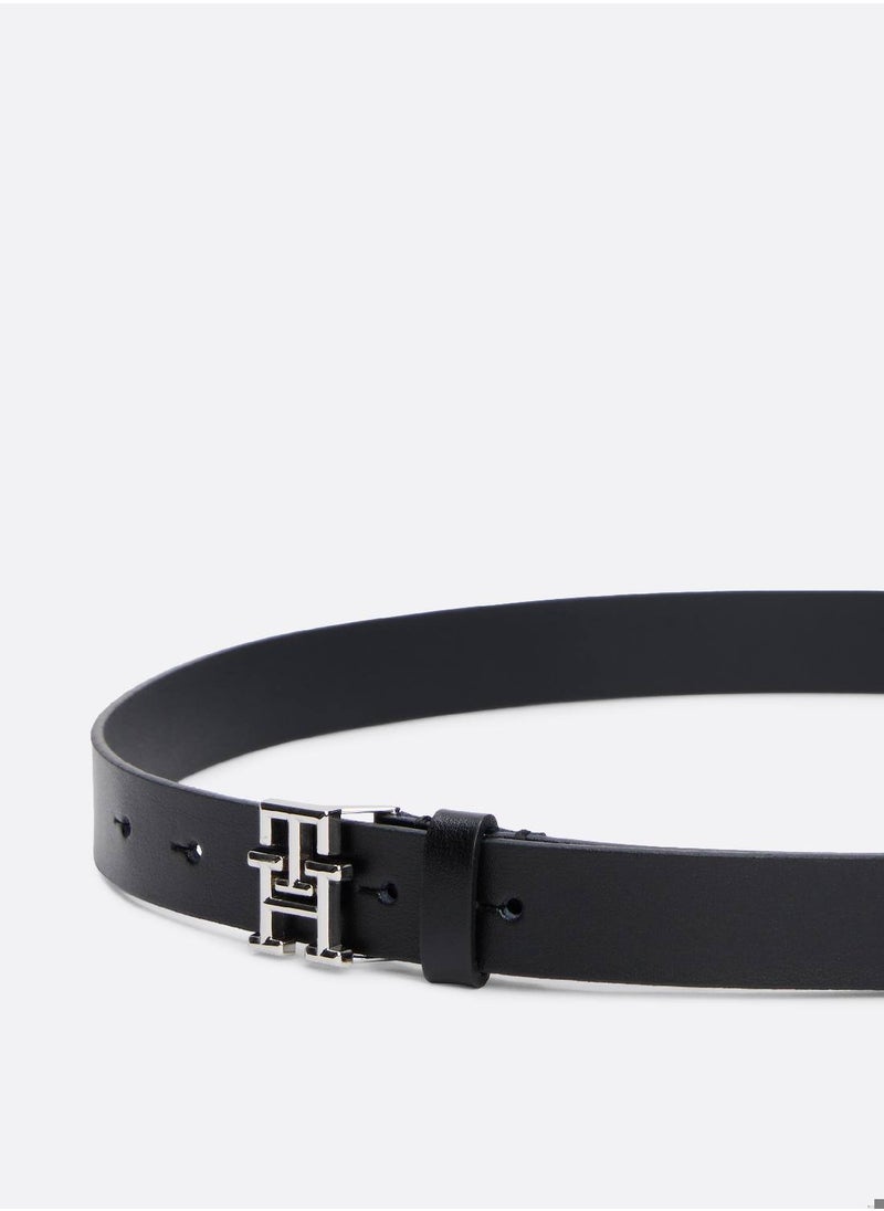 Women's Th Logo Adjustable Belt - Leather, Black