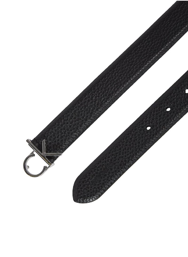 Women's Ck Logo Buckle Belt - Leather, Black