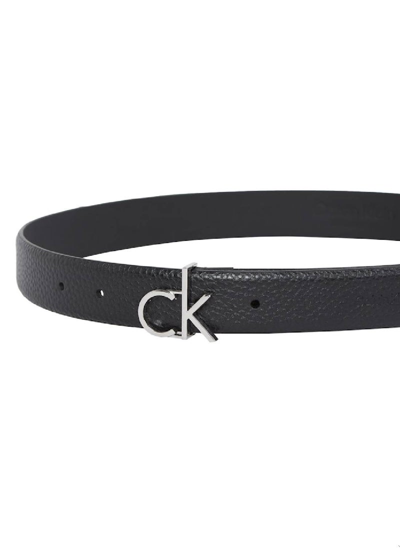 Women's Ck Logo Buckle Belt - Leather, Black