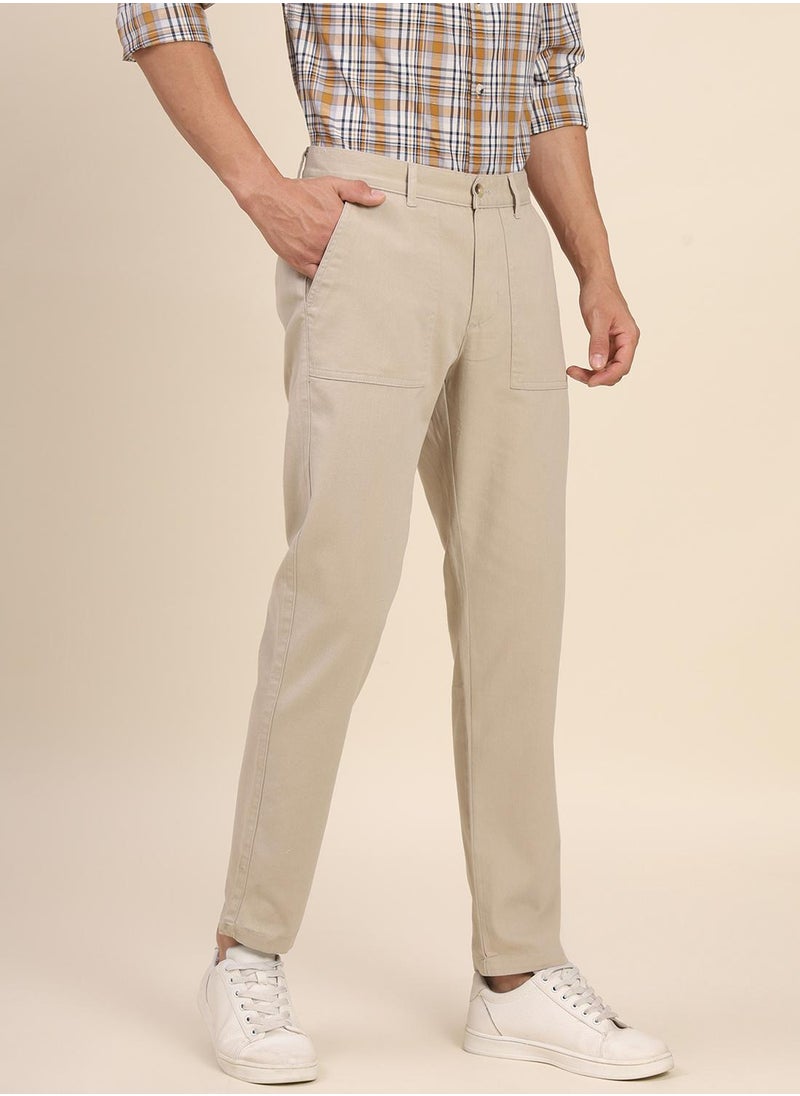 Beige Chinos Pants For Men