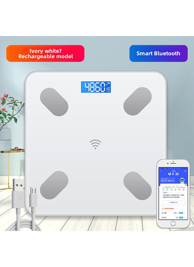 Precision Bluetooth Body Scale for Adults Charging Ivory White [Bluetooth body fat scale]]