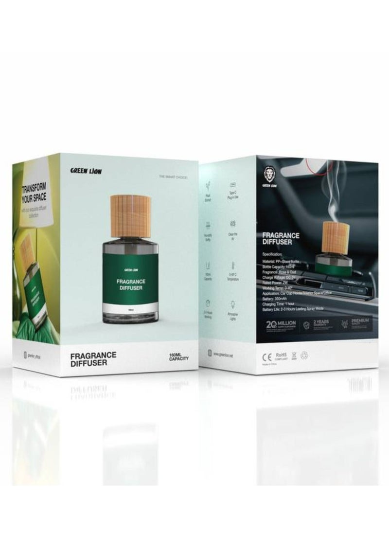 Fragrance Diffuser - Rose & Oud, 2-3 Hours Working Time, Type C Plug-in, 160ml Capacity, Air Cleaner & Humidifier, Atmosphere Lights - Wooden