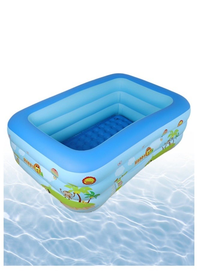 Rectangle Non-Slip Kid Swimming Pool with Inflatable Elastic Base,External Diameter 130cm,Inflatable Kiddie Pool Fun Outdoor Water Toys for Girls Boys