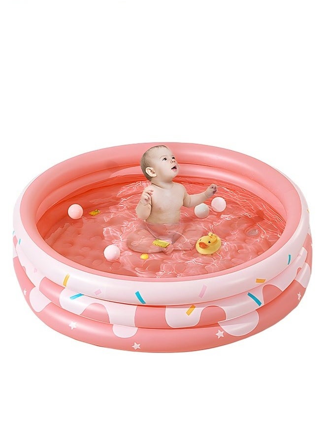 Paddling Pool with Inflatable Safety Bubble Bottom, Round Thickened Swimming Pool for Kids, Inflatable Baby Bath Tub, Durable Multifunctional Blow up Pool, Family Lounge Pool