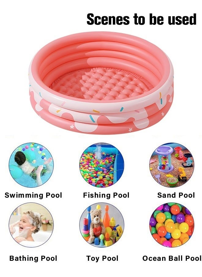 Paddling Pool with Inflatable Safety Bubble Bottom, Round Thickened Swimming Pool for Kids, Inflatable Baby Bath Tub, Durable Multifunctional Blow up Pool, Family Lounge Pool