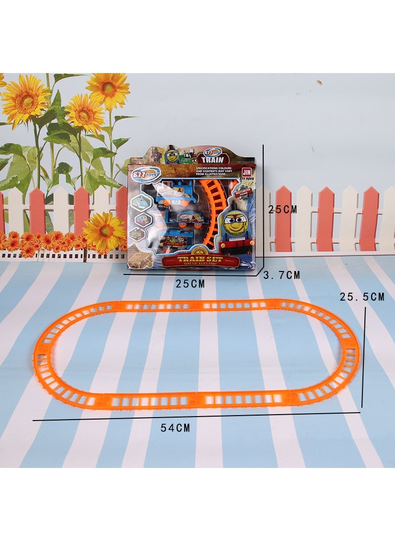 Kids Cartoon Track Train Toy 4-section Smiley rail car