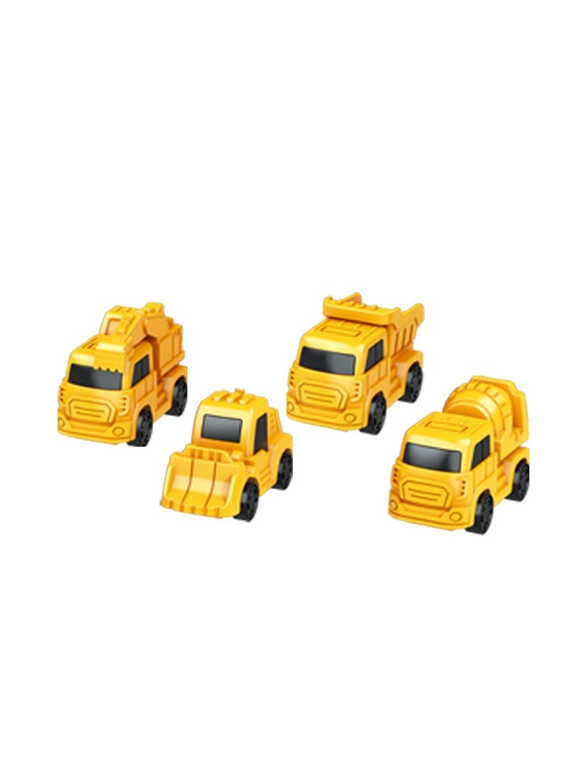 Dinosaur Adventure Race Track Toy Set 4 yellow engineering vehicles