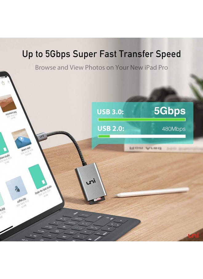 uni USB C SD Card Reader, Sturdy Micro SD Card Adapter (Durable Nylon, No Block), Ultra High-Speed USB Type C Camera Memory Card Reader OTG Compatible with Android Galaxy S20, MacBook Pro/MacBook Air