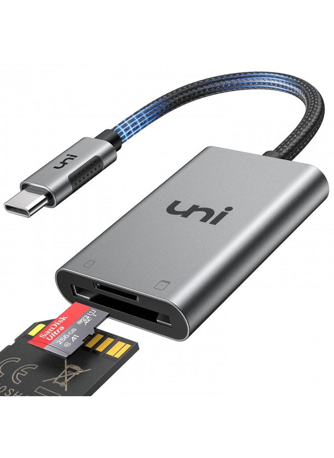uni USB C SD Card Reader, Sturdy Micro SD Card Adapter (Durable Nylon, No Block), Ultra High-Speed USB Type C Camera Memory Card Reader OTG Compatible with Android Galaxy S20, MacBook Pro/MacBook Air
