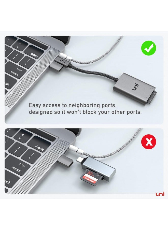 uni USB C SD Card Reader, Sturdy Micro SD Card Adapter (Durable Nylon, No Block), Ultra High-Speed USB Type C Camera Memory Card Reader OTG Compatible with Android Galaxy S20, MacBook Pro/MacBook Air