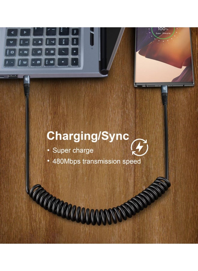 USB C to USB C Cable 3ft 2Pack Coiled USB C Charger Cable Car Type C Fast Charging Cable for iPhone 15/15 Plus/ 15 Pro/ 15 Pro Max/Samsung Galaxy S23