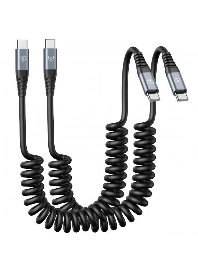 USB C to USB C Cable 3ft 2Pack Coiled USB C Charger Cable Car Type C Fast Charging Cable for iPhone 15/15 Plus/ 15 Pro/ 15 Pro Max/Samsung Galaxy S23