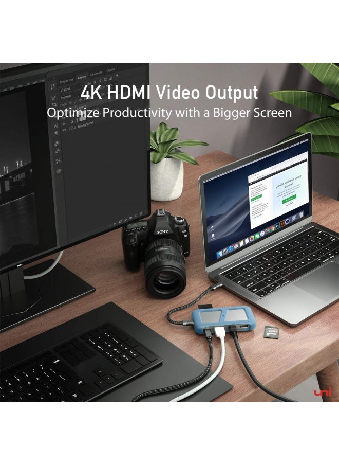 USB C Hub, uni USB Type C 8 in 1 Hub with Detachable Connector, 4K HDMI, Ethernet, SD/MicroSD Card Reader, Up to 100W, Compatible for MacBook Pro 2021, iPad Pro 2021, Galaxy S22/S21 & More