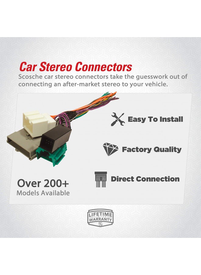 Scosche CR02B Compatible with 2002-07 Chrysler, Dodge, Jeep, Plymouth Power/Speaker Connector / Wire Harness for Aftermarket Stereo Installation with Color Coded Wires