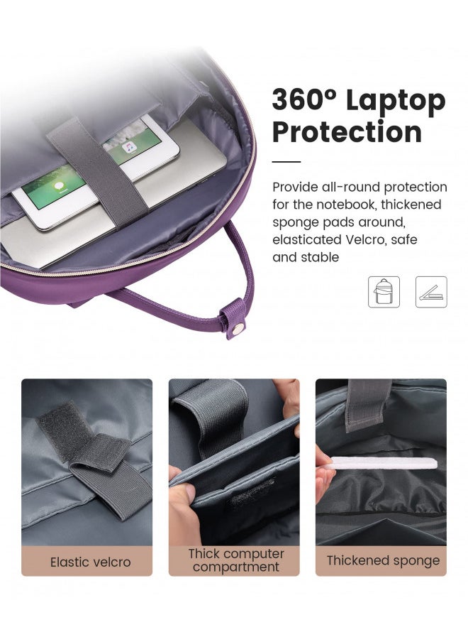 LOVEVOOK Women's Laptop Backpack, Purple, 27-Liter Capacity, Stylish Design, Secure Laptop Storage, USB Charging, Anti-Theft Pockets, Comfortable Straps