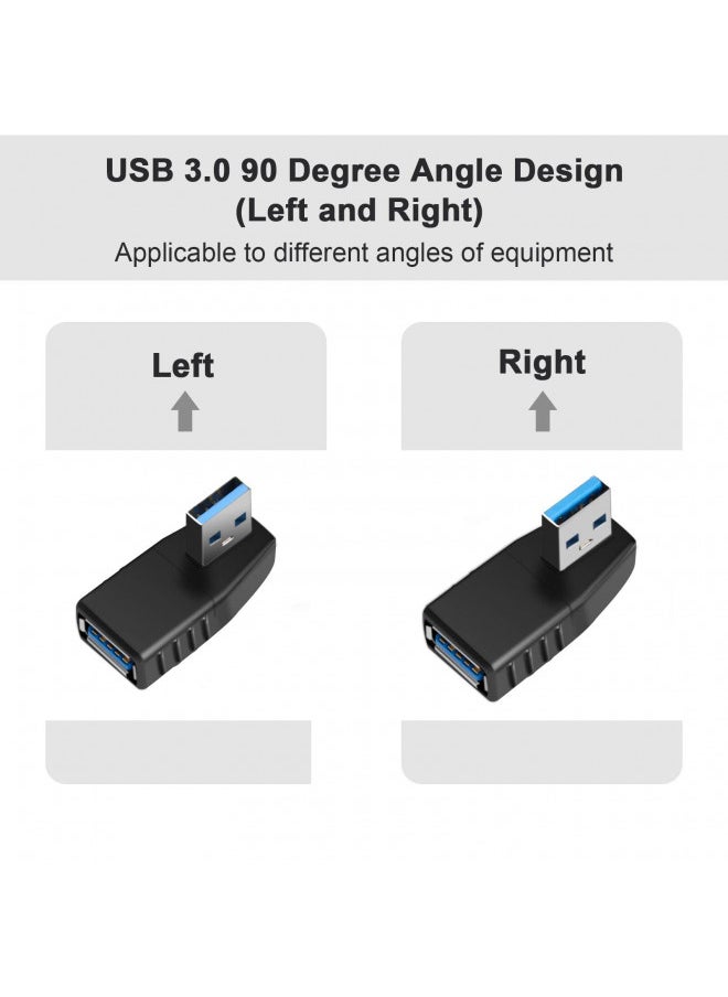 Oxsubor USB 3.0 Adapter 90 Degree Male to Female Coupler Connector Plug Left Angle and Right Angle
