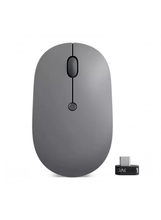 Lenovo Go USB-C Essential Wireless Mouse, 2.4 GHz Nano USB-C Receiver, Adjustable DPI, Rechargeable Battery, Ambidextrous, GY51C21210, Grey