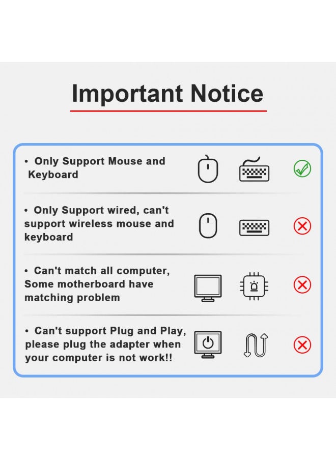 PS2 to USB Female,PS/2 Male Converter Changer Adapter for Keyboard Mouse 2pcs by Oxusbor(Notice:Can't Match All Motherboard,Have Matching Problem)
