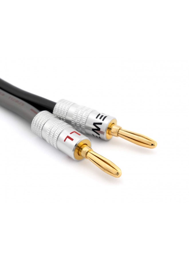 Silverback Speaker Wire by Sewell with Silverback Banana Plugs, 10 ft ,12 AWG, OFC, 259 Strand Count, Terminated