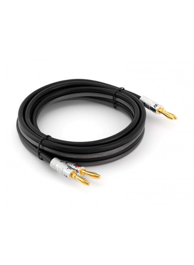 Silverback Speaker Wire by Sewell with Silverback Banana Plugs, 10 ft ,12 AWG, OFC, 259 Strand Count, Terminated
