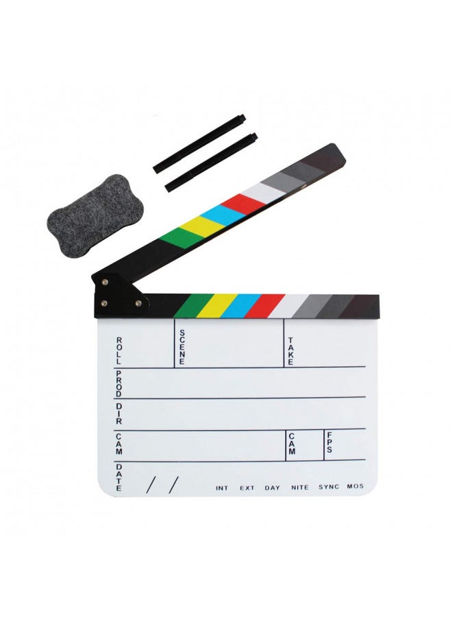 Coolbuy112 Acrylic Film Directors Clapboard, Hollywood Filming Slate Movie Clapboard Decoration Larger Scene Clapper Board with a Magnetic Blackboard Eraser and Two Custom Pens