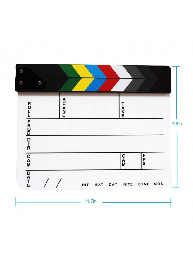 Coolbuy112 Acrylic Film Directors Clapboard, Hollywood Filming Slate Movie Clapboard Decoration Larger Scene Clapper Board with a Magnetic Blackboard Eraser and Two Custom Pens