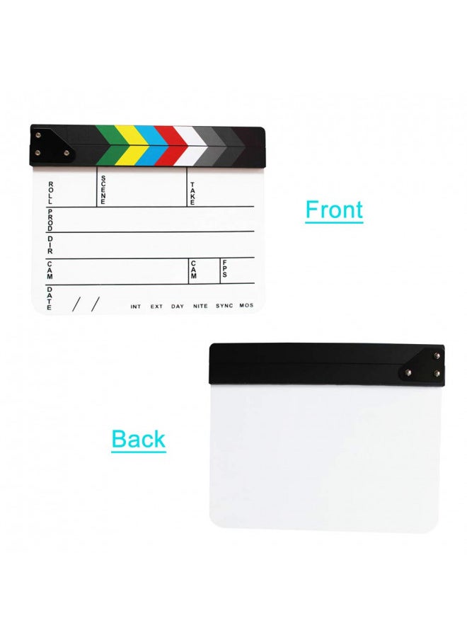 Coolbuy112 Acrylic Film Directors Clapboard, Hollywood Filming Slate Movie Clapboard Decoration Larger Scene Clapper Board with a Magnetic Blackboard Eraser and Two Custom Pens