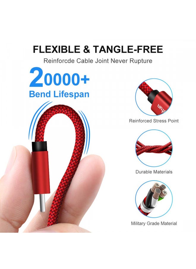 CLEEFUN USB C Cable, USB to USB C Cable Braided, [5 Pack, 3/3/6/6/10 ft] Type C Charger Fast Charging Cable for iPhone 15 Pro Max/Pro/Plus, for Samsung Galaxy S24 S23 S22 S21 S20 Ultra S10, Moto,Pixel